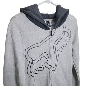 Fox‎ Full Zip Hooded Sweatshirt Gray Pockets Mens Small